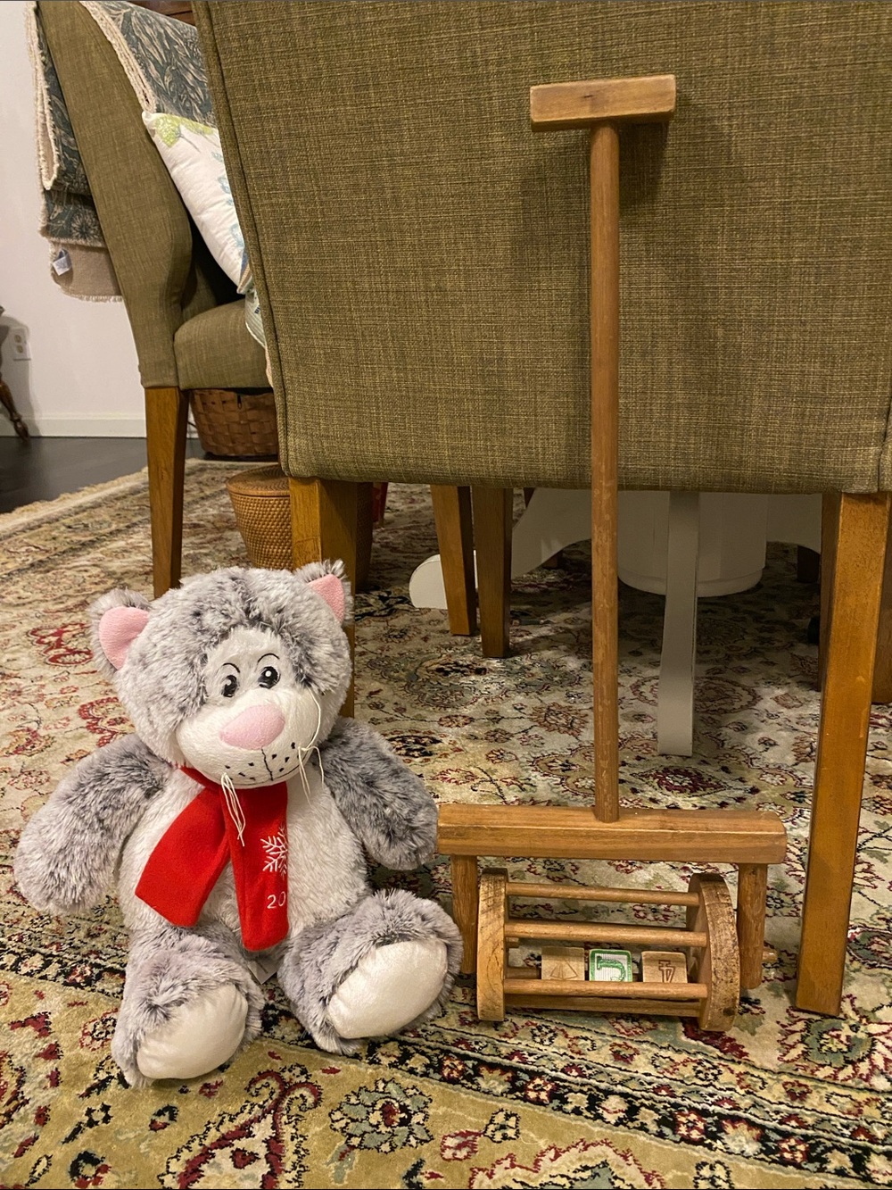 Vintage 1950’s Child’s Wooden Rolling Blocks Push Toy